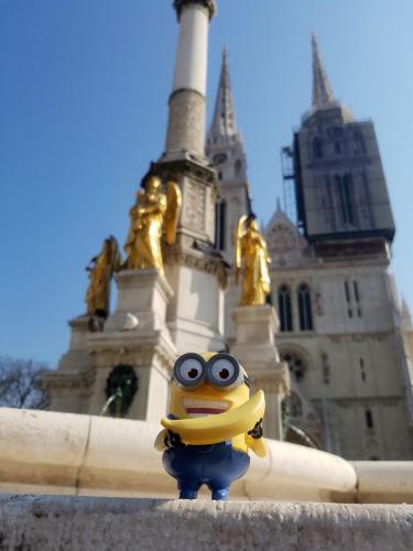Minion in front of Zagreb Cathedral